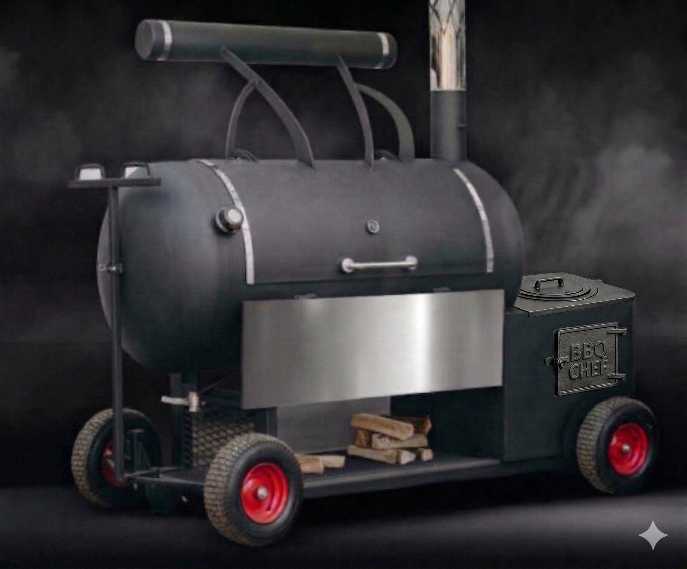 Однокамерний реверсний смокер на колесах BBQ Chef - Зображення 8