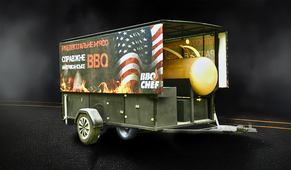 Реверсний двокамерний смокер на причепі від BBQ Chef